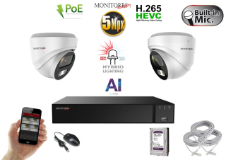 Monitorrs Security AI hybrid Light IP 2 kamerový set 5 Mpix WDome (6141K2)
